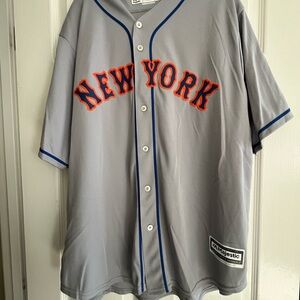 Majestic Gray New York Knights Baseball Jersey with Orange & Blue Trim